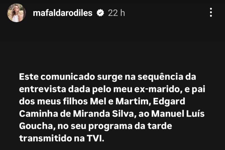 Mafalda Rodiles acusa o ex-marido de violência doméstica