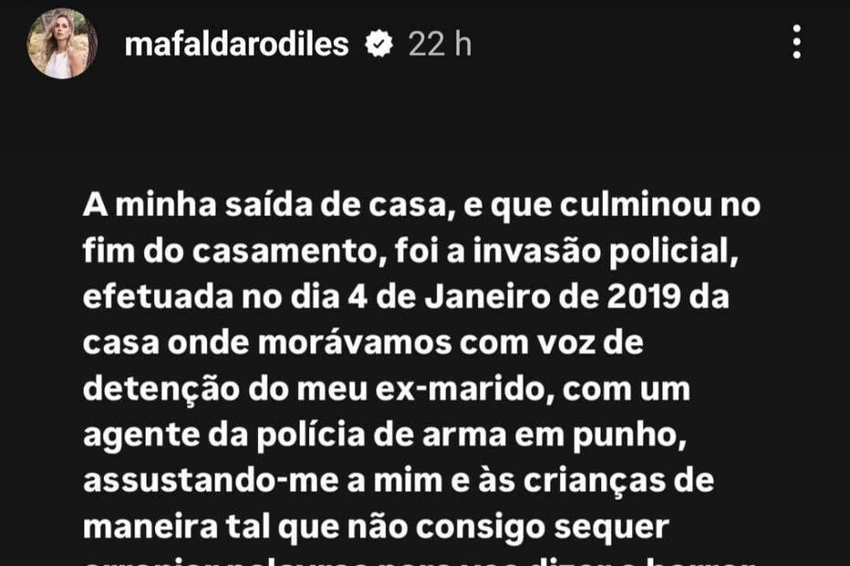 Mafalda Rodiles acusa o ex-marido de violência doméstica