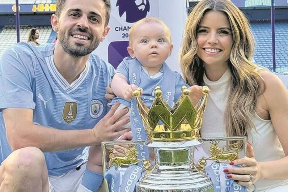Bernardo Silva, a pequena Carlota e Inês Degener Tomaz