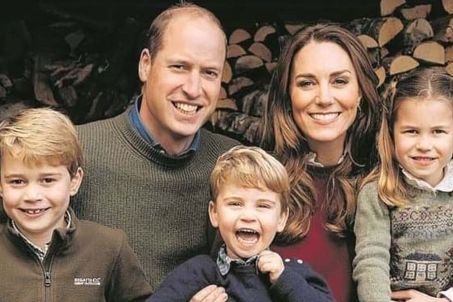 William e Kate com os filhos George, Louis e Charlotte