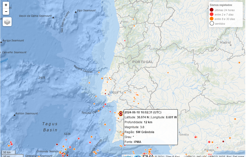 An earthquake measuring 3.0 on the Richter scale was recorded in Grandol.