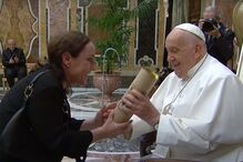 Maria Rueff com o Papa Francisco