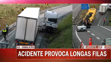 Despiste de camião corta A3 junto ao nó de acesso a Famalicão no sentido Porto-Braga