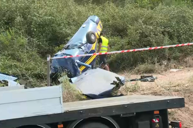 Avioneta colide com cabo e provoca dois feridos em Leiria