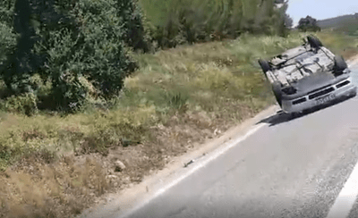 Casal ferido em despiste e capotamento na A1 em Alhandra