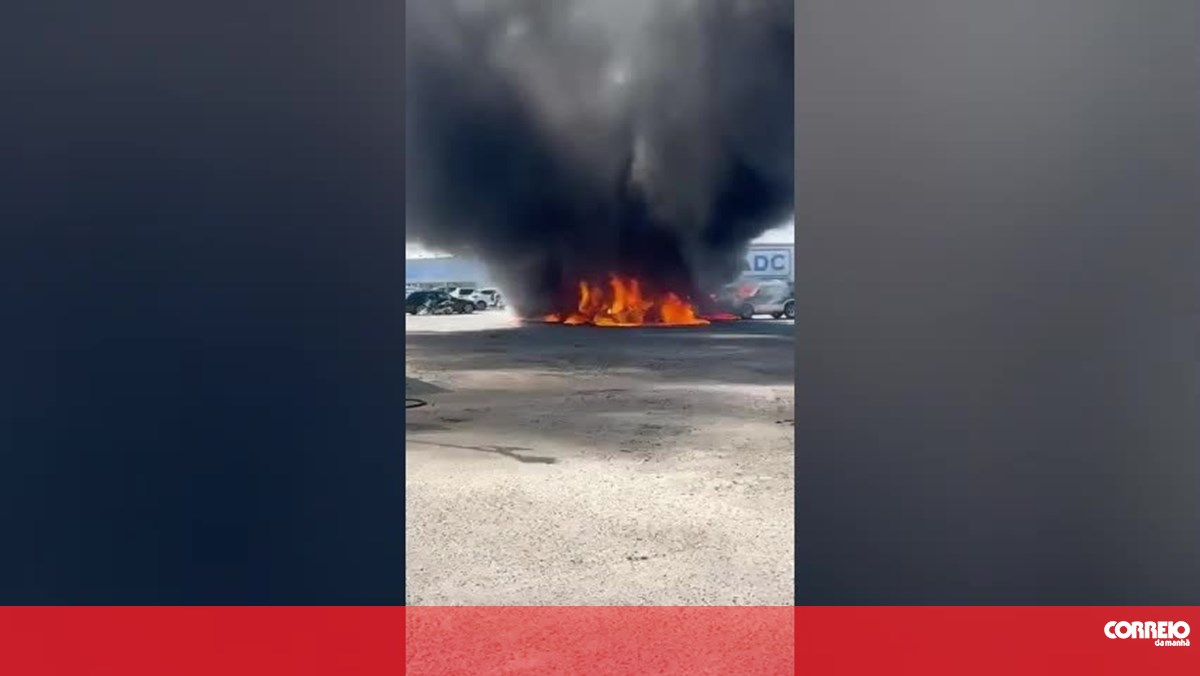 Oito carros ardem em incêndio num armazém em Matosinhos