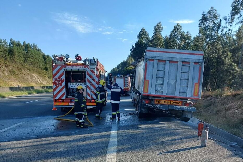 Camião destruído pelas chamas em Gaia