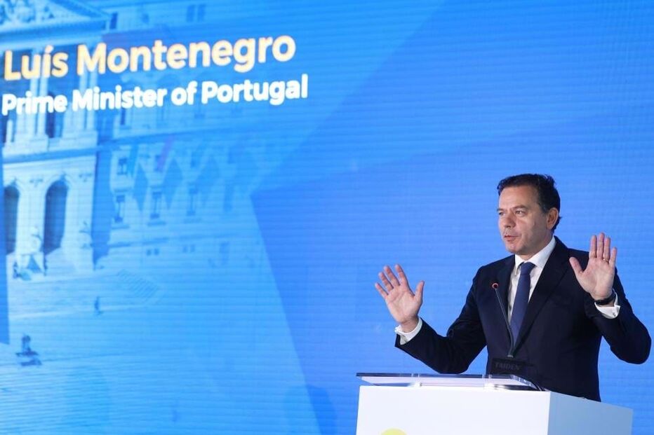 Luís Montenegro nas jornadas do Partido Popular Europeu, em Cascais
