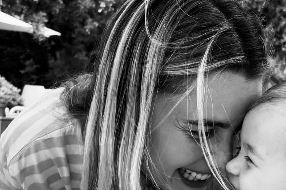 Kelly Bailey e o filho Vicente Blue