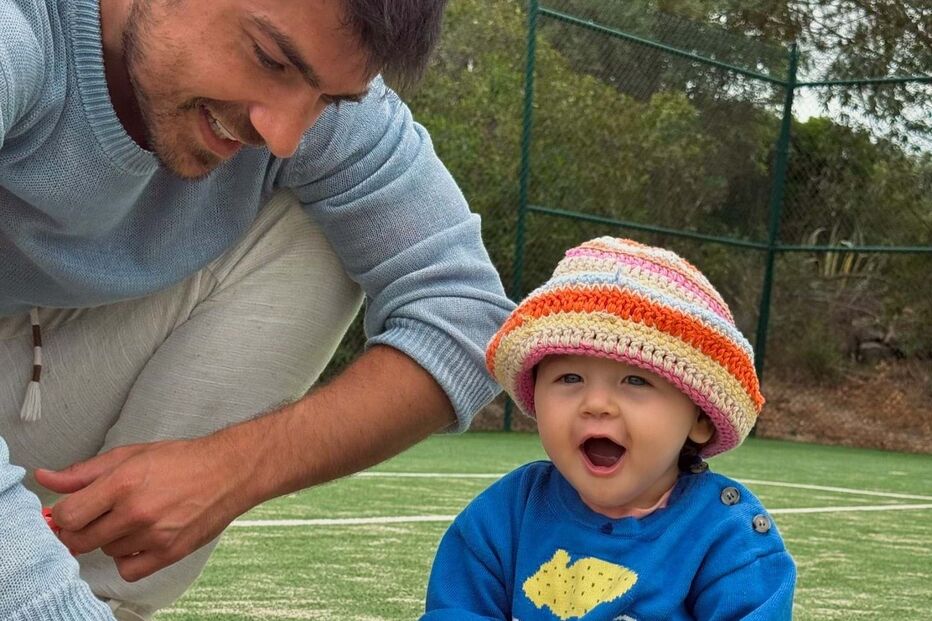 Lourenço Ortigão e o filho Vicente Blue