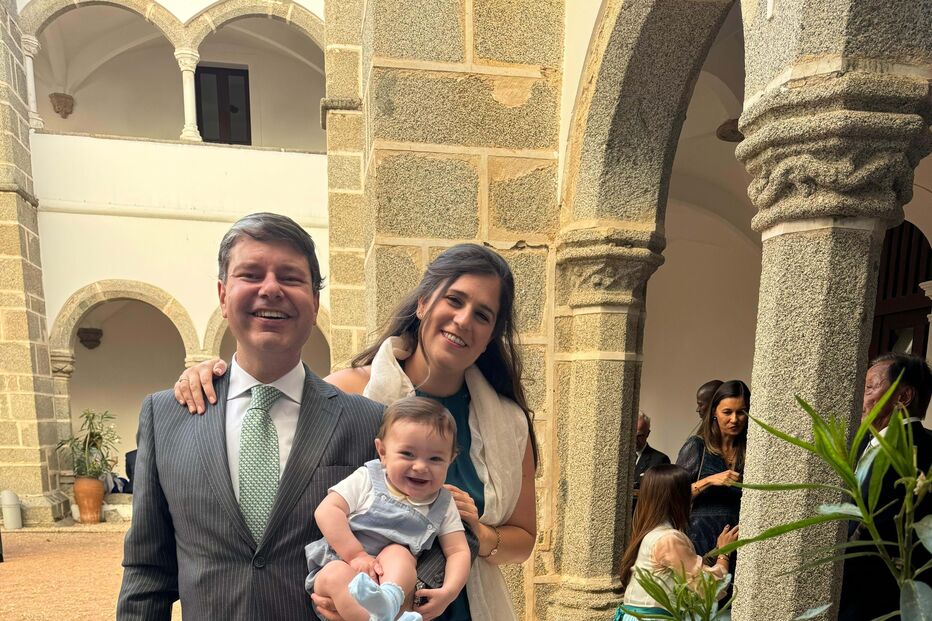 Carminha com o marido, Ricardo, e o filho, Kiko