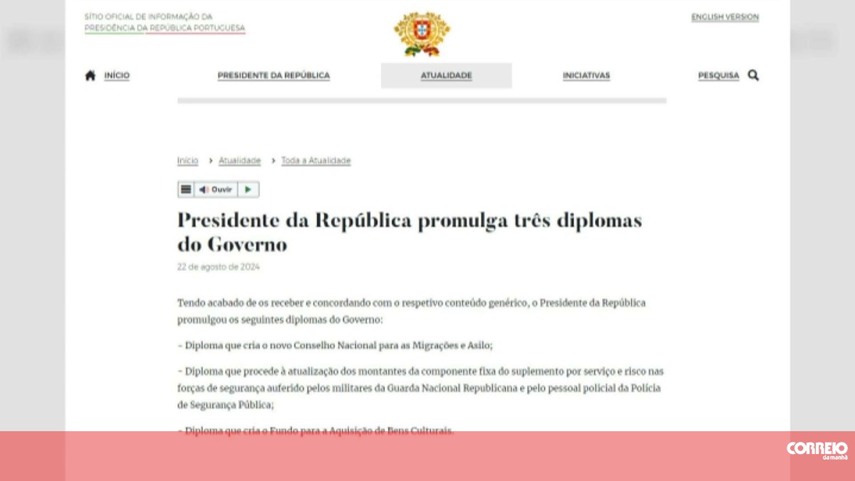 Presidente da República promulga aumento do suplemento de risco nas forças de segurança