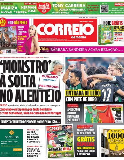 Capa de sábado, 10 de agosto de 2024