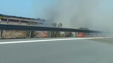 Fogo deflagra no separador central da A2 em Aljustrel