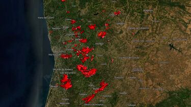 Mapa mostra incêndios ativos esta quarta-feira com mancha vermelha a aumentar no Norte e Centro