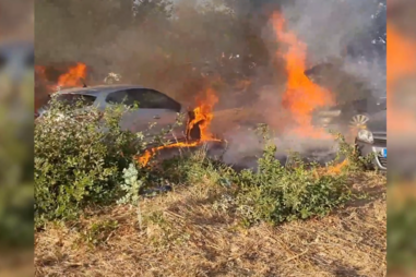 Três carros destruidos por chamas num convívio musical em Vila Nova de Famalicão