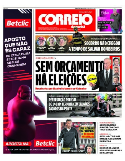 Capa de quinta-feira, 19 de setembro de 2024