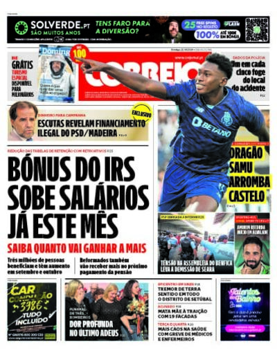 Capa de domingo, 22 de setembro de 2024