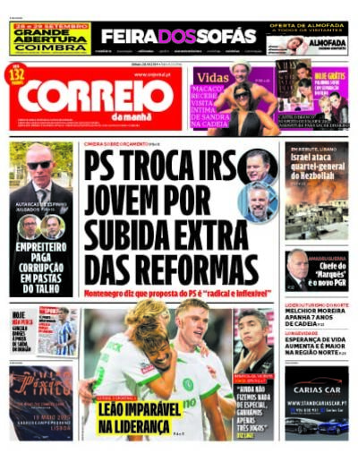 Capa de sábado, 28 de setembro de 2024