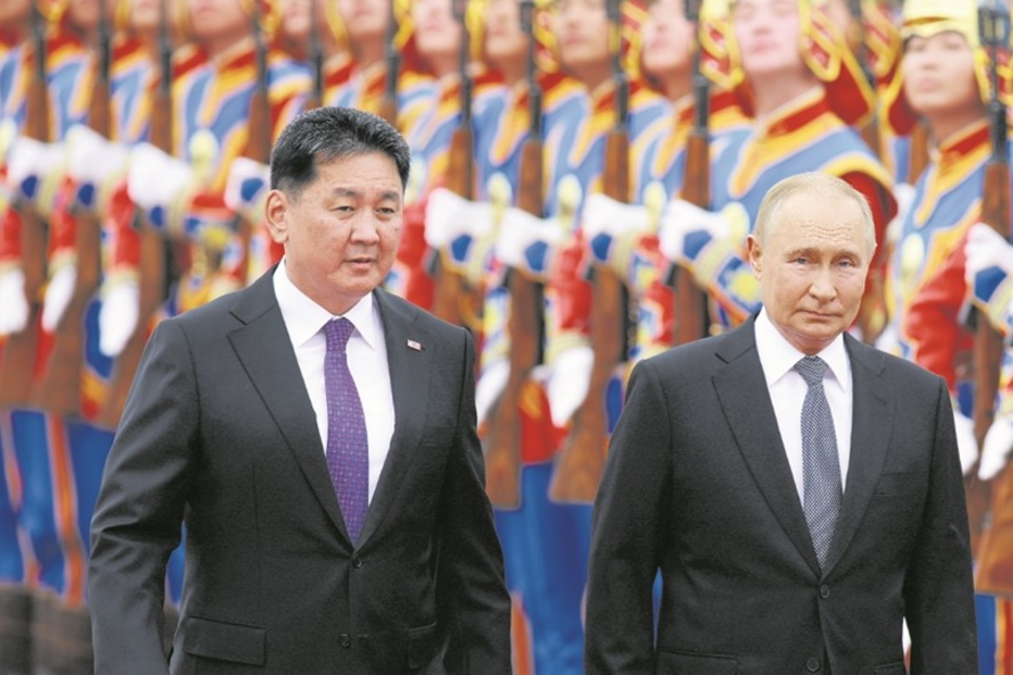 Putin e o Presidente mongol, Khurelsukh Ukhnaa