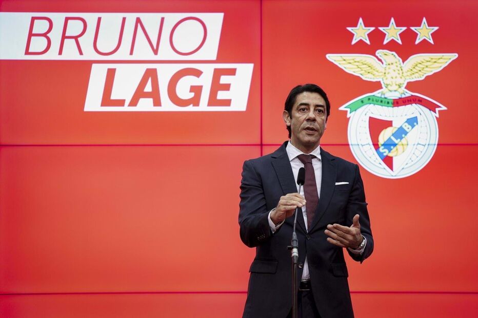 Rui Costa, presidente do Benfica, durante a apresentação de Bruno Lage
