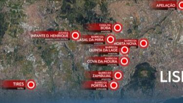 O mapa dos locais onde houve violência na Grande Lisboa na última noite 