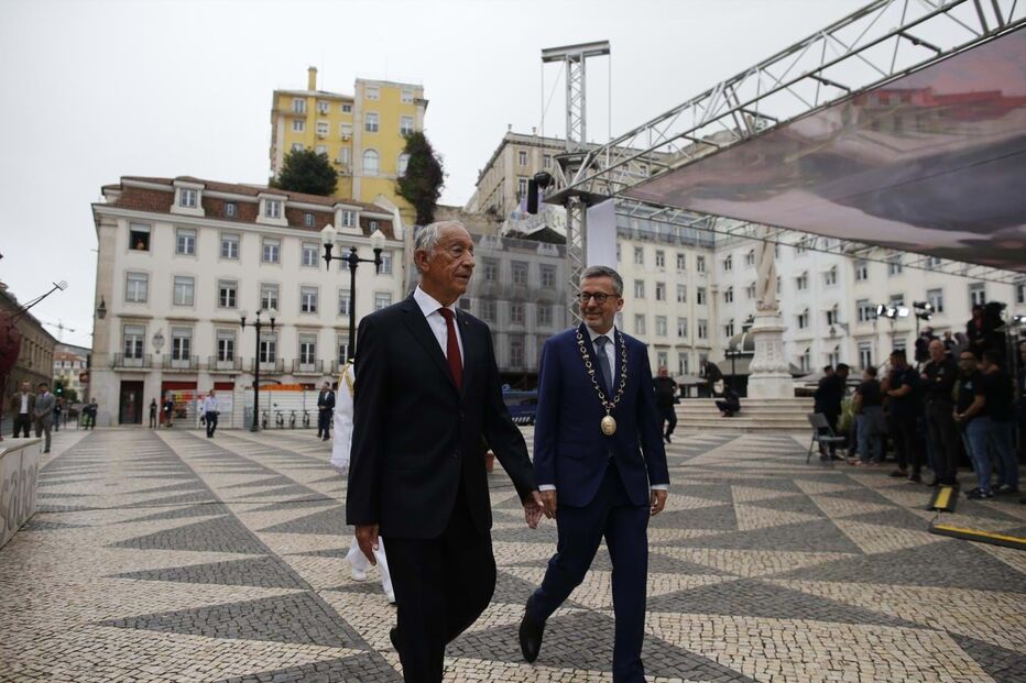 Marcelo Rebelo de Sousa e Carlos Moedas nas cerimónias da Implantação da República em 2024