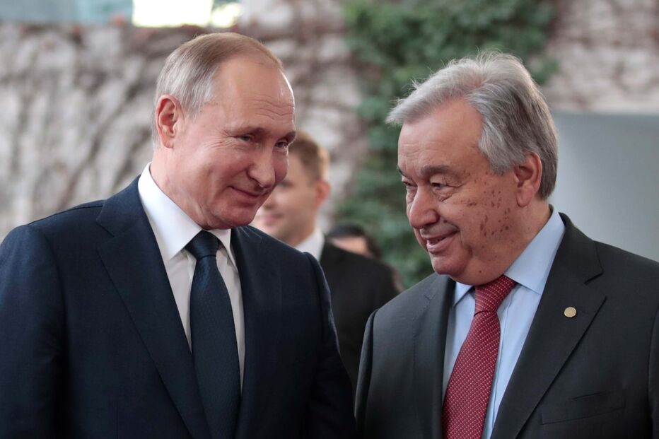 Vladimir Putin e António Guterres em 2020