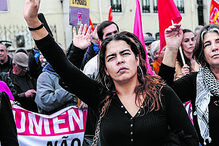 Trabalhadores em protesto 