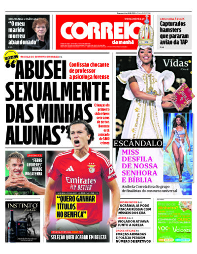 Capa de segunda-feira, 18 de novembro de 2024