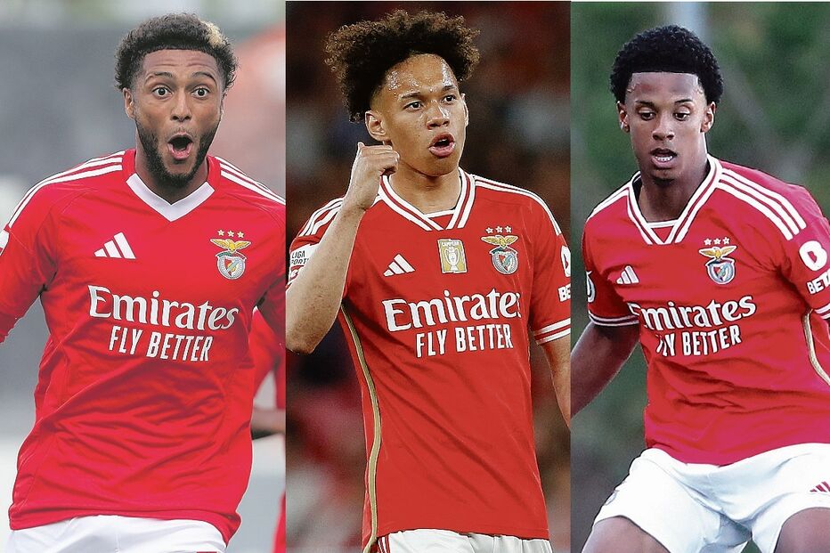 Trio da equipa B (Gustavo Varela, Diogo Spencer e Leandro Santos) debaixo de olho de Bruno Lage