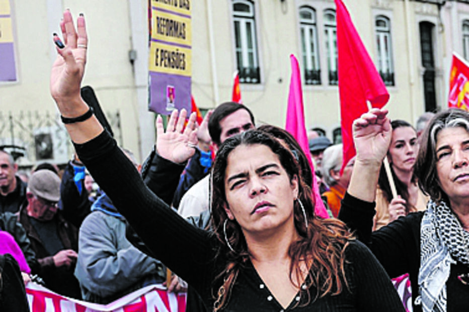 Trabalhadores em protesto 