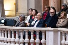 Isabel Soares e João Soares, filhos de Mário Soares, assistem ao centenário do pai 