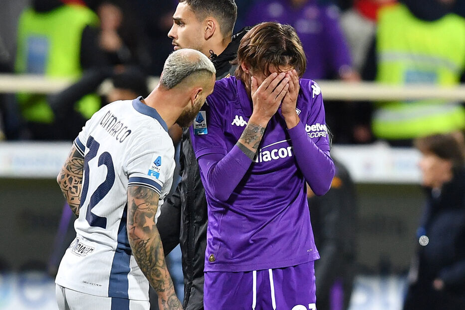 Bove cai inanimado no relvado