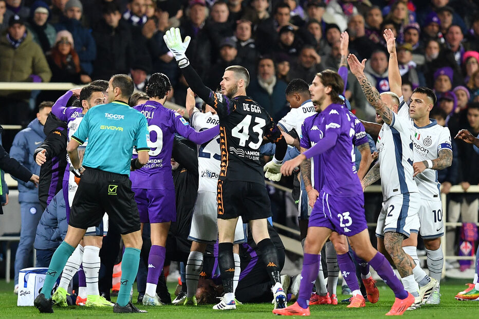 Bove cai inanimado no relvado