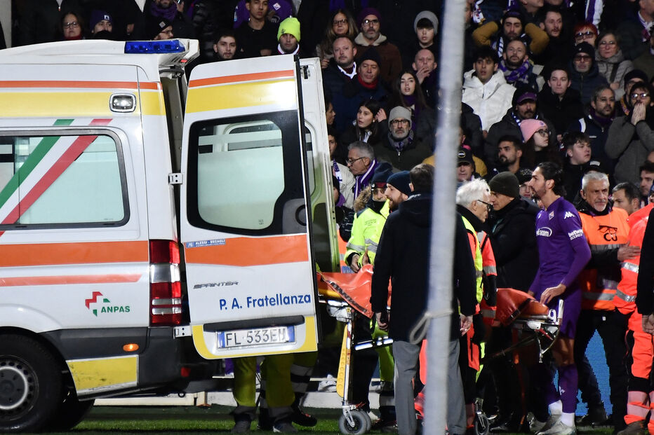 Bove cai inanimado no relvado