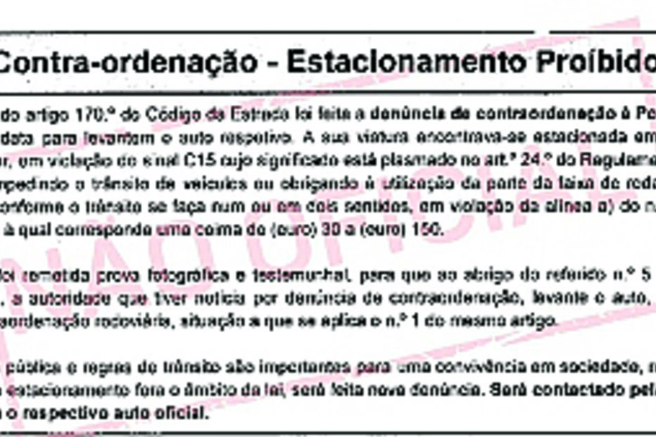 Exemplo de multa falsa