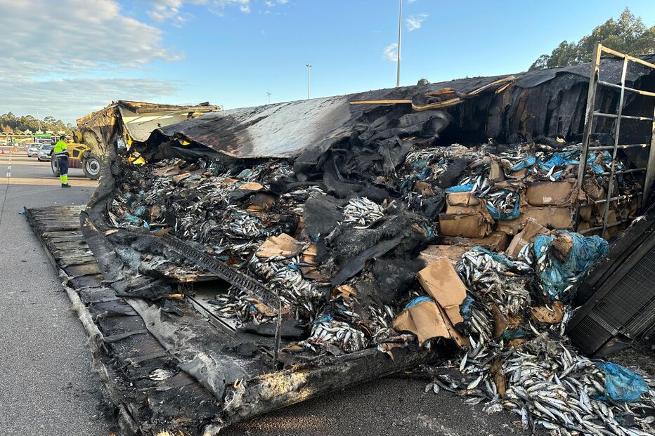Um ferido em despiste de camião seguido de incêndio na A1 em Gaia