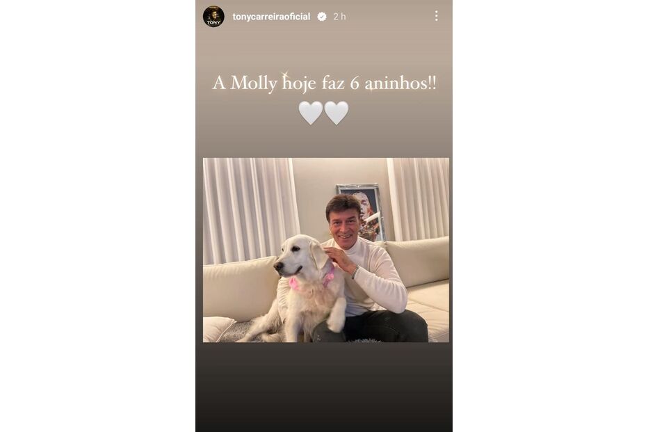 Tony Carreira celebra aniversário da cadela Molly