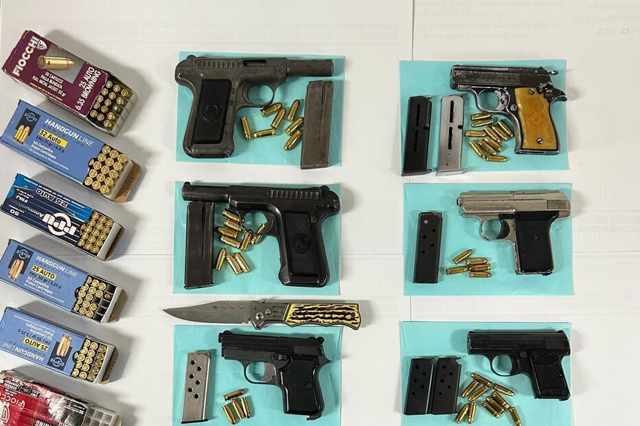 Armas apreendidas aos sete detidos no Parque das Nações