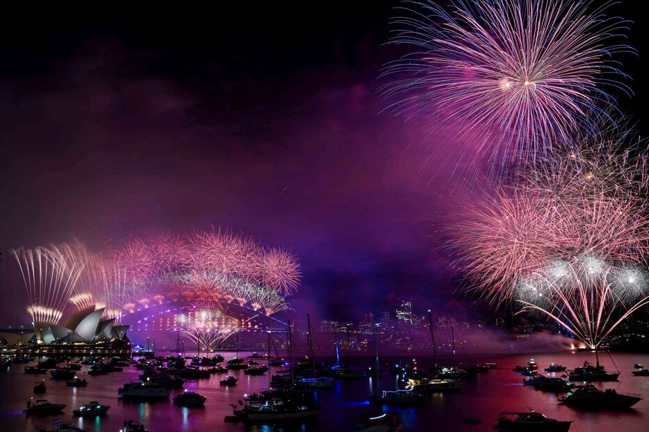 Espetáculo de fogo de artifício em Sidney, na Austrália