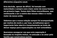 Angie Costa e Miguel Coimbra terminam relação 