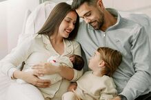 Diogo Costa e Catarina Machado com os dois filhos 