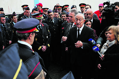 Marcelo falou rodeado pelos bombeiros