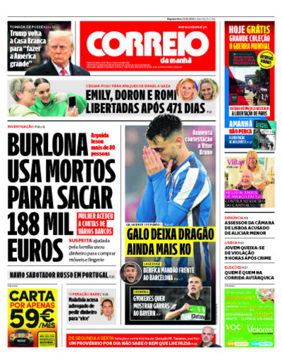 Capa de segunda-feira, 20 de janeiro de 2025