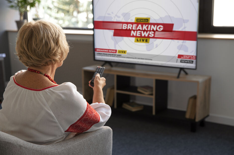 Mulher vê notícias