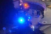 Carro consumido pelas chamas em Coimbra