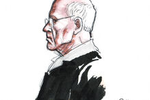 Desenho da sala de audiências do ex-cirurgião francês Le Scouarnec