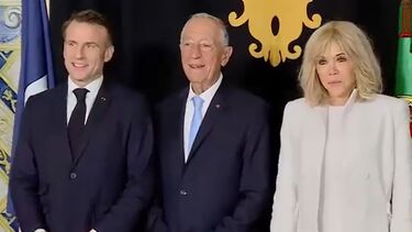 Emmanuel Macron recebido com honras militares por Marcelo Rebelo de Sousa em Lisboa