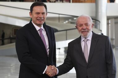 Luís Montenegro e Lula da Silva na  14.ª Cimeira Luso-Brasileira